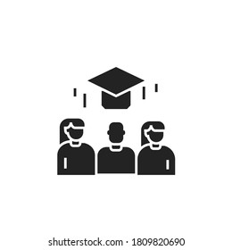 Courses training black glyph icon. Investing in yourself. People skill development. Pictogram for web page, mobile app. UI UX GUI design element