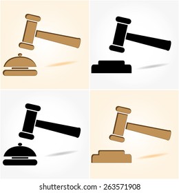 Court auction hammer icon. Set of vector illustration