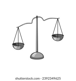 court balance scale cartoon. brass lawyer, im finance, antique s court balance scale sign. isolated symbol vector illustration