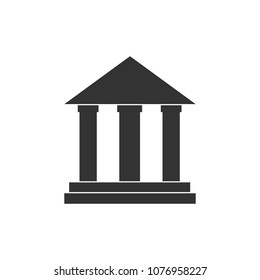 Court, bank building icon. Vector illustration, flat design.