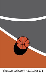 court and basketball flat design illustration