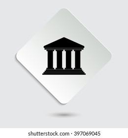 Court Building - black vector icon  on a paper button