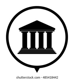 Court Building - black vector  icon; map pointer