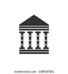 Court Building Icon, black icon, bank, University Icon Isolated on White Background