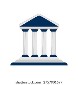 Court Building Icon with Classical Columns Representing Government Institution Law System Justice Authority and Legal Architecture Illustration