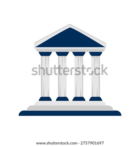 Court Building Icon with Classical Columns Representing Government Institution Law System Justice Authority and Legal Architecture Illustration