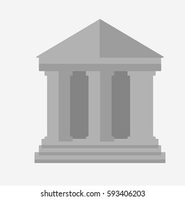 Court building icon isolated on white background. Flat vector stock illustration