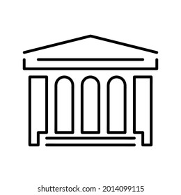 Court building icon. Law pictogram for web. Line stroke. Isolated on white background. Outline vector eps10