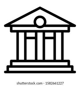 Court building icon. Outline court building vector icon for web design isolated on white background