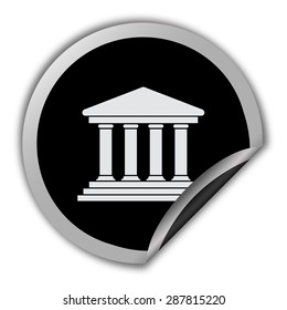 court building icon - round vector sticker