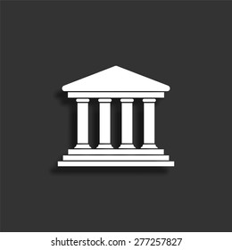 Court building icon with shadow - vector illustration