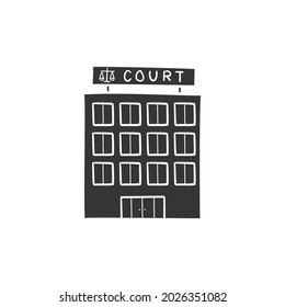 Court Building Icon Silhouette Illustration. Judge Laws Vector Graphic Pictogram Symbol Clip Art. Doodle Sketch Black Sign.