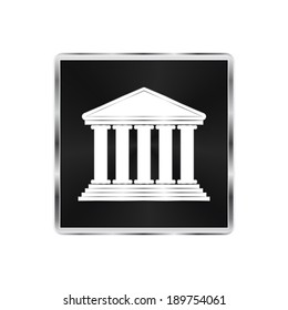 Court Building Icon - vector brushed metal button