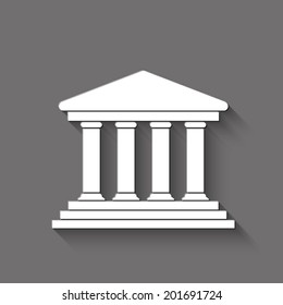 Court Building icon - white vector illustration with shadow on gray background