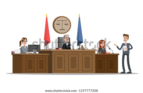 法廷で内部を建てる。試用プロセス。弁護士又は弁護士が裁判官及び証人 ...