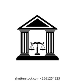 Court Building and Justice Scales icon for logo vector. Court icon. lawyer and justice icon logo vector.