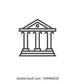 Court building line icon, outline vector sign, linear pictogram isolated on white. Bank symbol, logo illustration