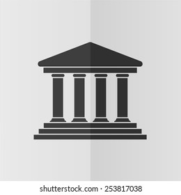 Court building vector icon. Effect of folded paper. Flat design