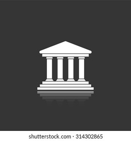 court building vector icon with mirror reflection