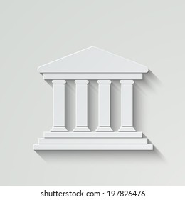 Court Building vector icon - paper illustration with shadow on light background