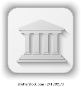 court building vector icon - paper button 
