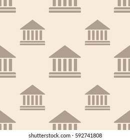 Court building vector icon seamless pattern, tiling ornament. Vector background.
