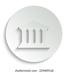 Court Building - vector icon with shadow on a round button