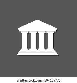 Court Building - white vector icon  with shadow