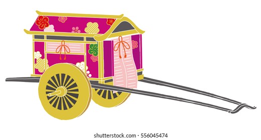 a court carriage parts of the Japanese Girls' Festival. / March 3. Japanese celebrate Doll Festival(Girl's Festival). The festival is held to pray for young girls' health and happiness.