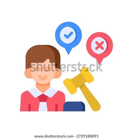 Court Decision Icon Flat Vector Illustration