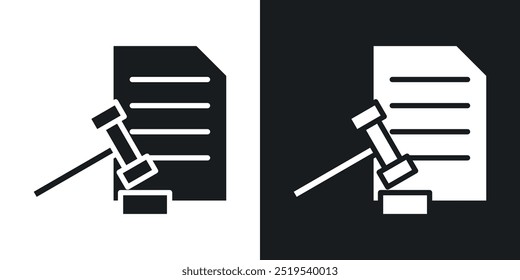 Court decision icon icons in black and white filled style