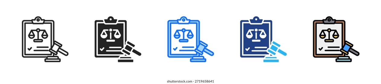 Conjunto de iconos de presentación judicial Colección de estilos múltiples