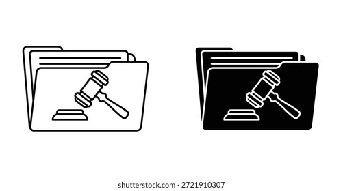Conjunto de iconos de carpeta de la corte. Símbolo del Vector de la carpeta de la corte en estilo relleno y delineado negro.