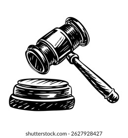 Court gavel illustration in vintage style
