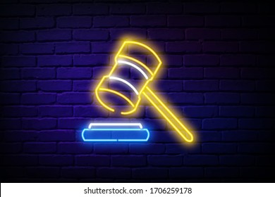 court hammer icon. Elements of Crime Investigation in neon style icons. Simple icon for websites, web design, mobile app, info graphics