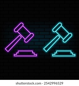 court hammer icon. Elements of Crime Investigation in neon style icons. Simple icon for websites, web design, mobile app, info graphics.