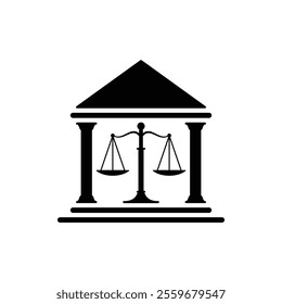 Court house black and white flat vector icon and symbol design