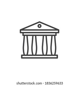 Court House Building Line Icon. Linear Style Sign For Mobile Concept And Web Design. Bank Building With Columns Outline Vector Icon. Symbol, Logo Illustration. Vector Graphics