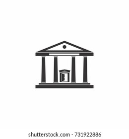 Court house government office, building silhouette logo.	