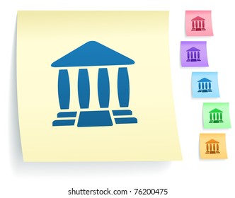 Court House Icon On Post It Note Paper Collection Original Illustration