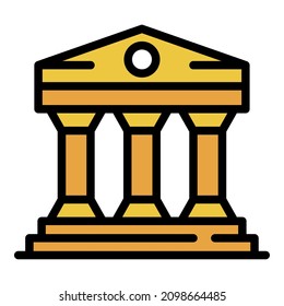 Court House Icon. Outline Court House Vector Icon Color Flat Isolated