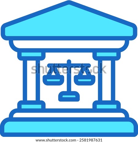 Court Icon Blue Color Vector Illustration