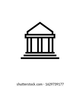 Court icon  building in linear, lineout icon style isolated on white background