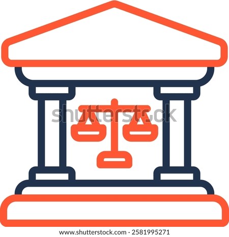 Court Icon Color Line Vector Illustration