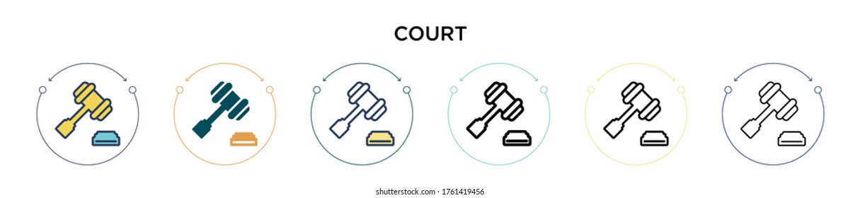 Court icon in filled, thin line, outline and stroke style. Vector illustration of two colored and black court vector icons designs can be used for mobile, ui, web
