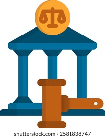 Court Icon Flat Vector Illustration