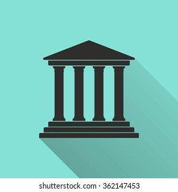 Court  icon with long shadow, flat design. Vector illustration.