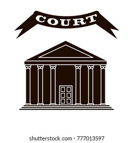 Court icon on white background and sign above