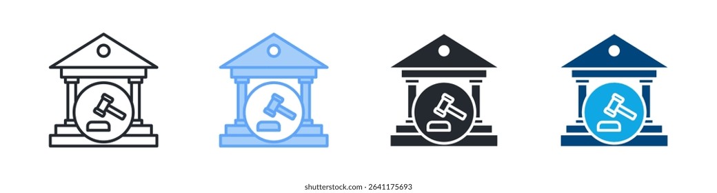 Court Icon Set Multiple Style. Design In Outline, Blue, Glyph, Dualtone