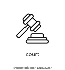 Court icon. Trendy modern flat linear vector Court icon on white background from thin line law and justice collection, editable outline stroke vector illustration